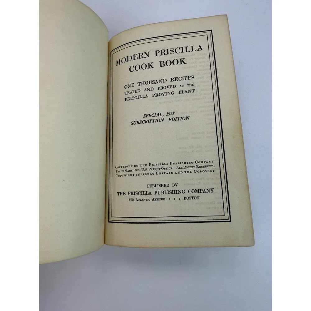 Modern‎ Priscilla Cook Book Special Subscription Edition 1928 Thousand Recipes